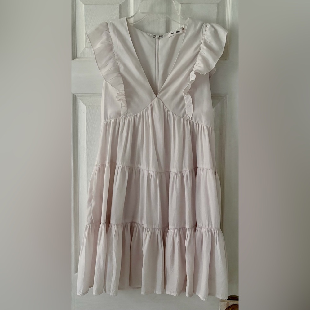 White Ruffled Tiered Dress
